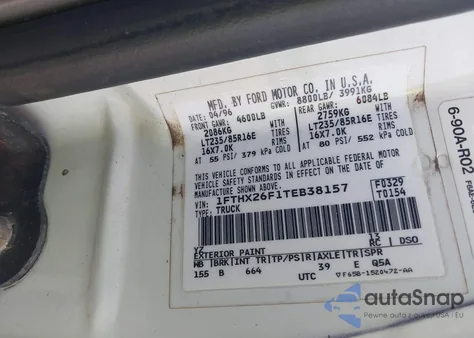 1996 Ford F250 из США, поврежденный, VIN 1FTHX26F1TEB38157